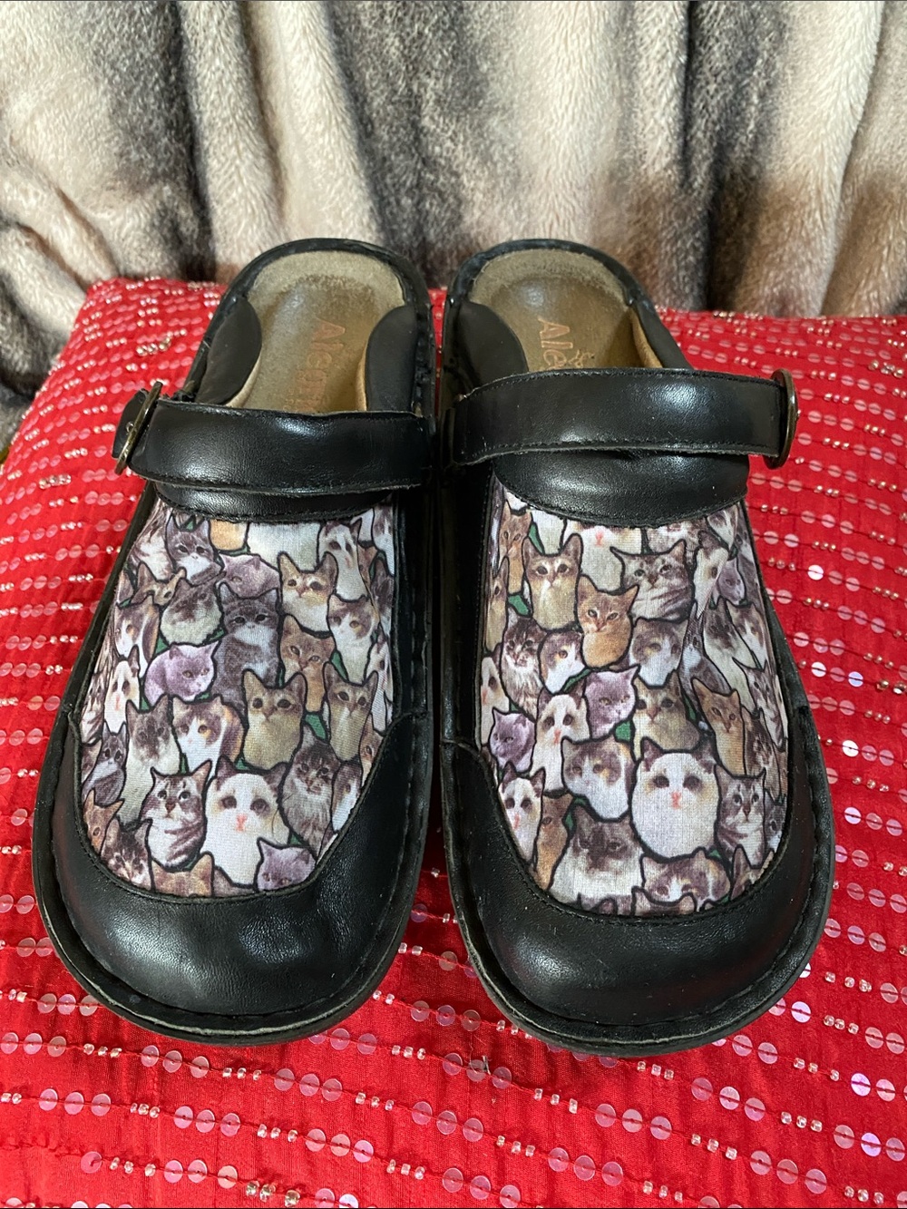 Algeria Adorable Cats Leather Mules